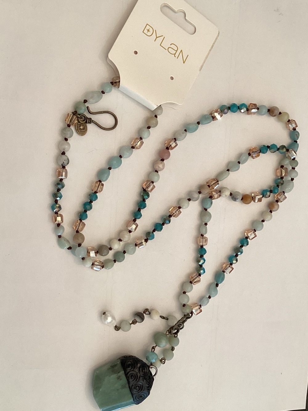 dylan Teal & Aqua Faceted Bead Pendant Necklace